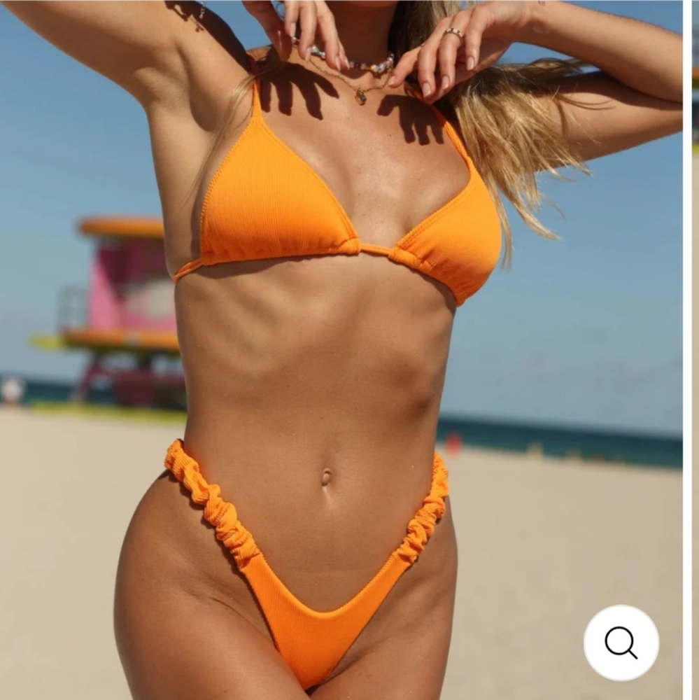 Kulani Kinis Orange Ribbed Bikini Set - Picture 2 of 8